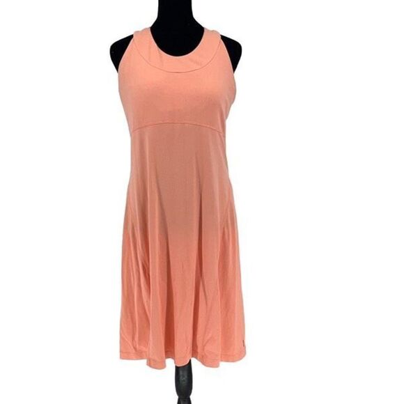 Lucy Activewear Jewel Neck Racerback Sleeveless Padded Athletic Dress Peach Larg - Picture 1 of 10